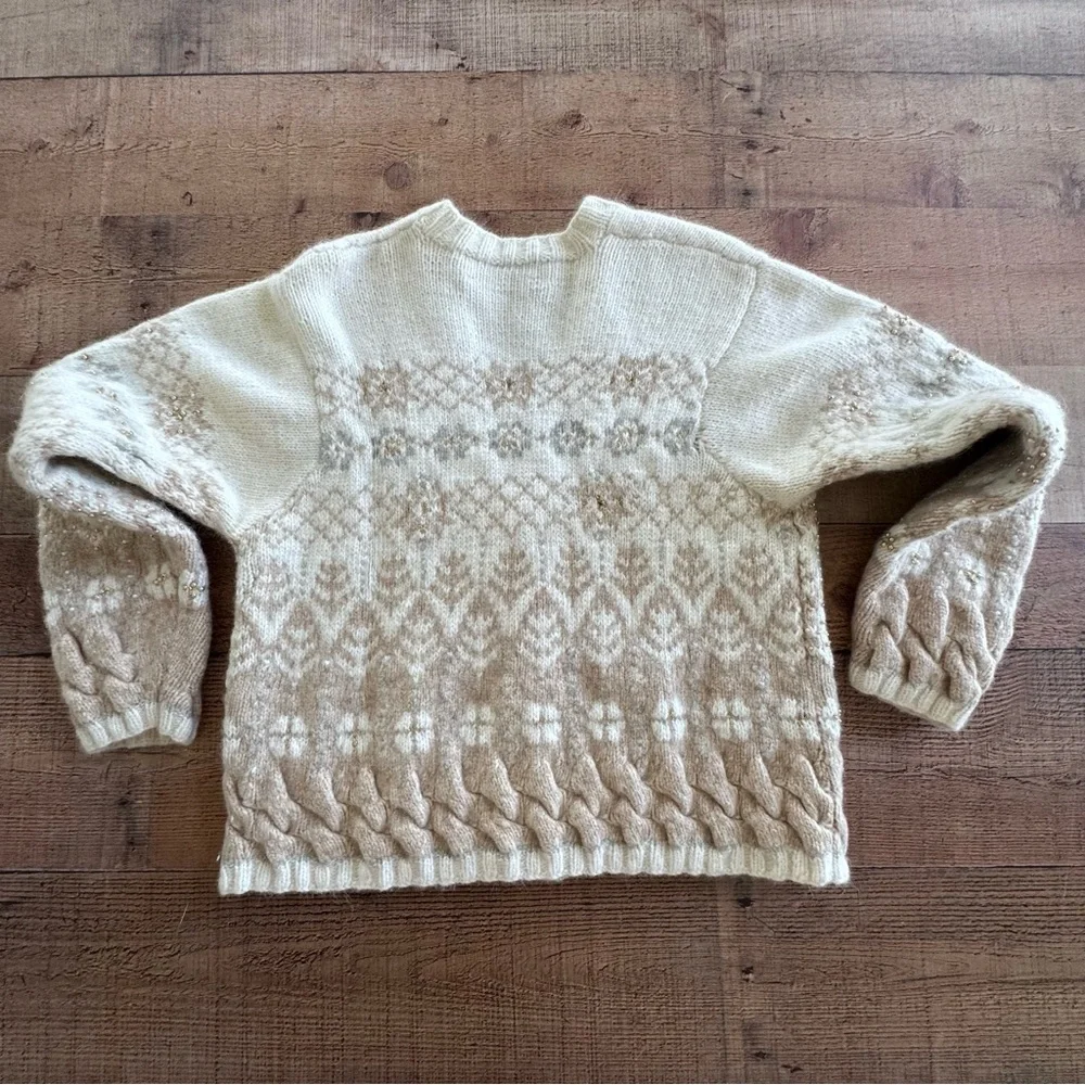 Marisa Christina Lambswool Blend Cardigan Sweater Beige Taupe MEDIUM VINTAGE